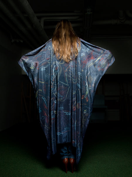 BRAIDLAND – BLUES silk scarf