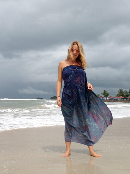 BRAIDLAND – BLUES silk scarf